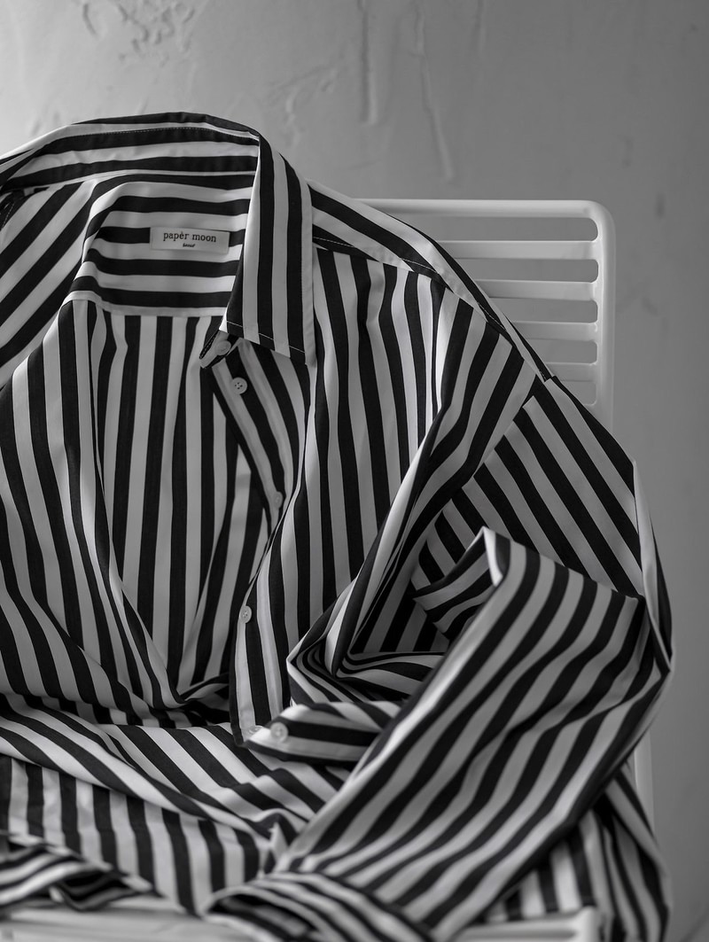 Stripe Pattern Oversized Button Down Shirt by Paper Moon for Women - view 1