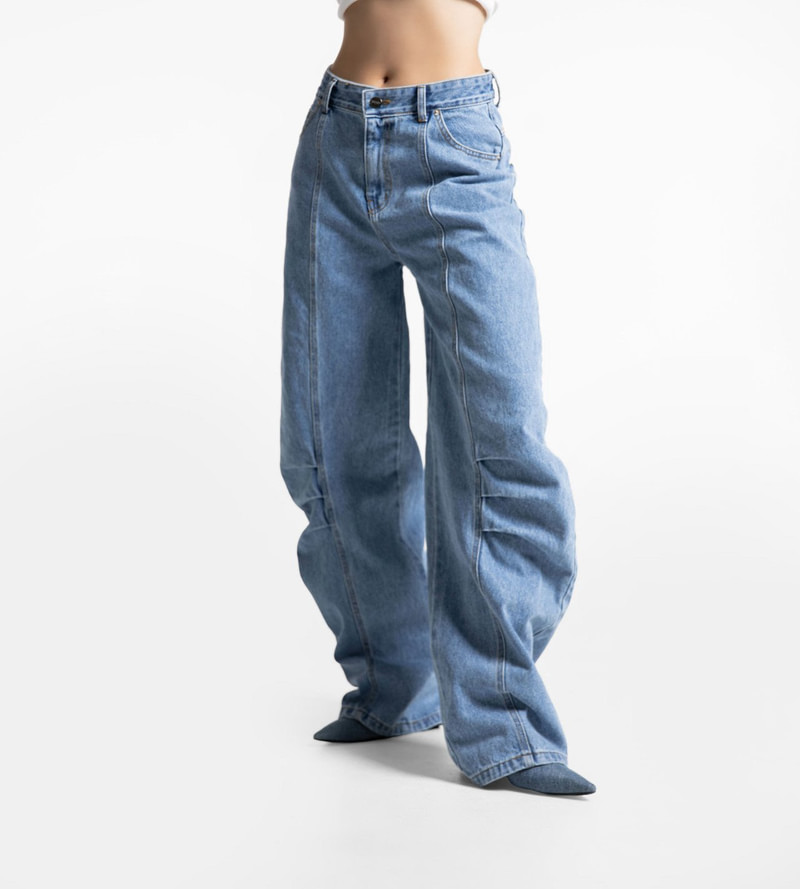 Volume Pintuck Denim Pants by Paper Moon for Women - view 4