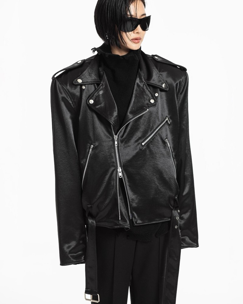 Oversized Chunky Satin Rider Jacket by Paper Moon for Women - view 5
