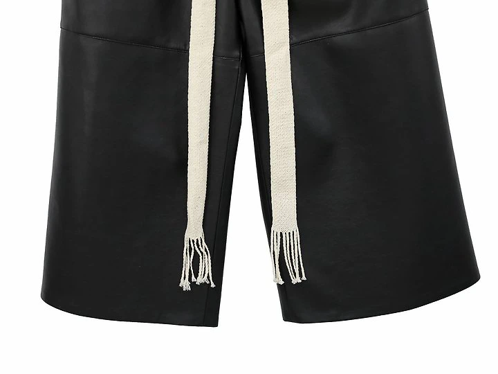 Drawstring Leather Wide Culottes Trousers by Paper Moon for Women - view 10