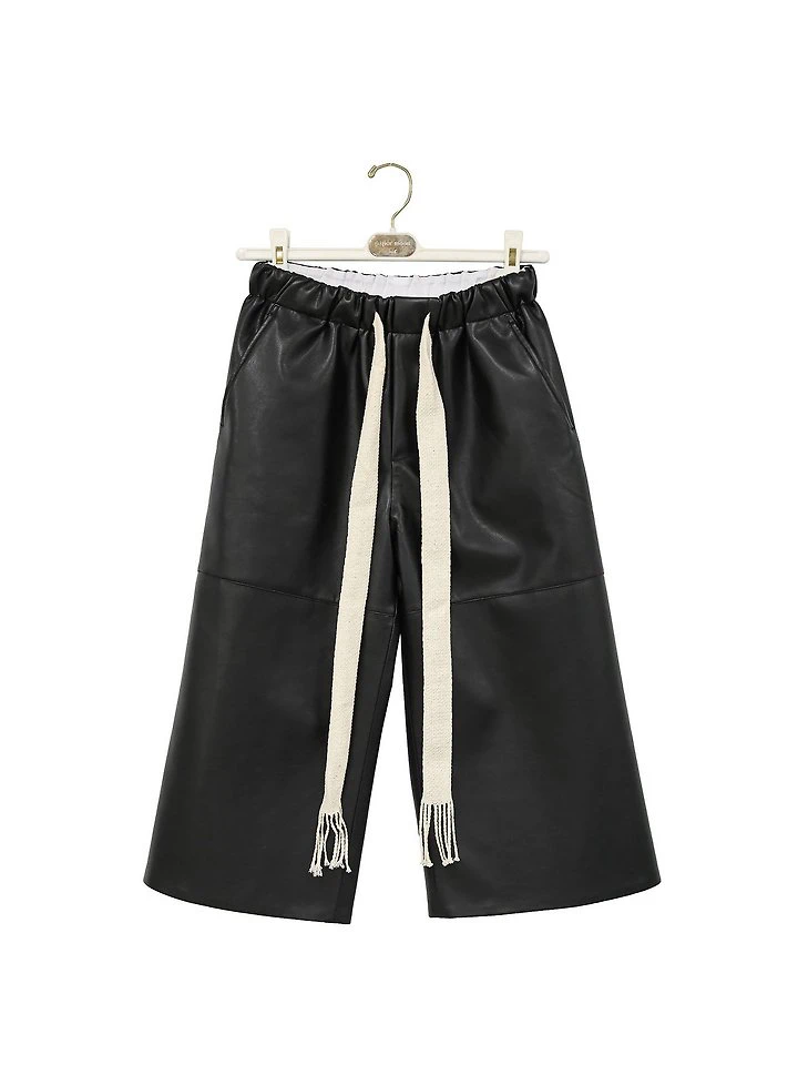 Drawstring Leather Wide Culottes Trousers by Paper Moon for Women - view 4