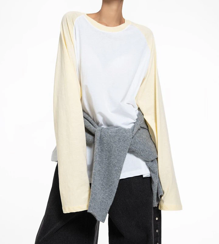 Contrast Raglan Long-Sleeve T-Shirt by Paper Moon for Women - view 2