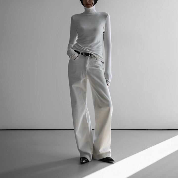 High Rise Wide Leg White Denim Pants by Paper Moon for Women - view 1