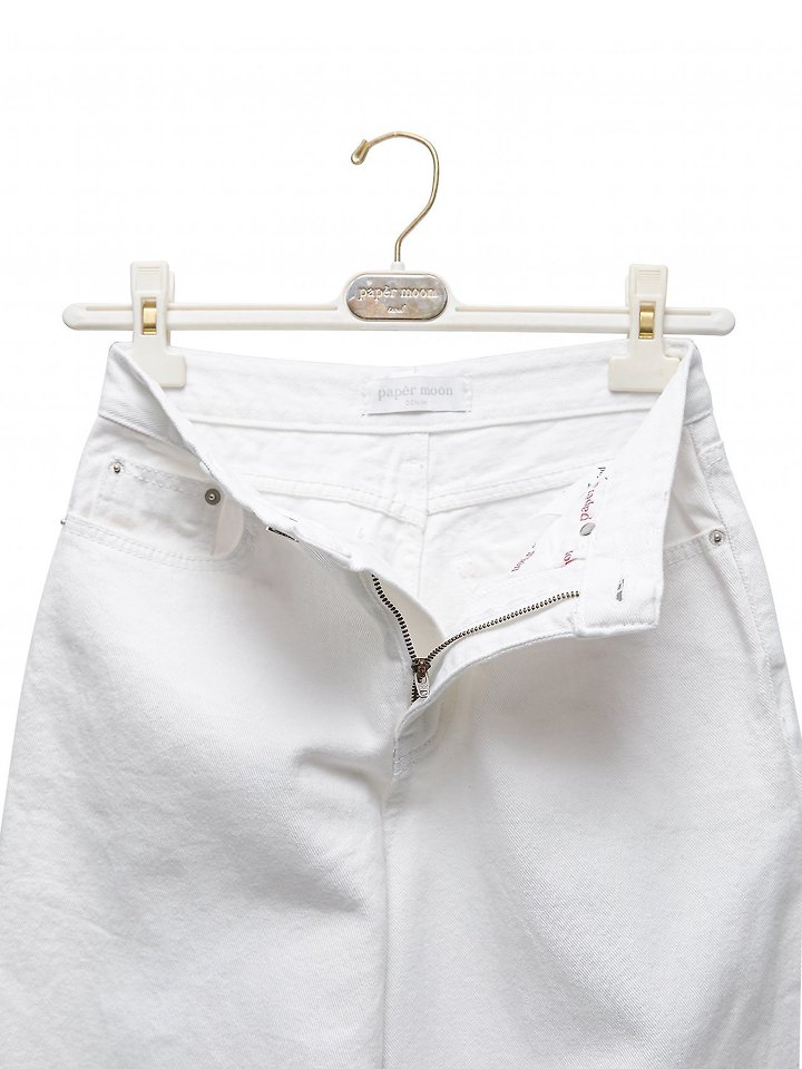 High Rise Wide Leg White Denim Pants by Paper Moon for Women - view 11