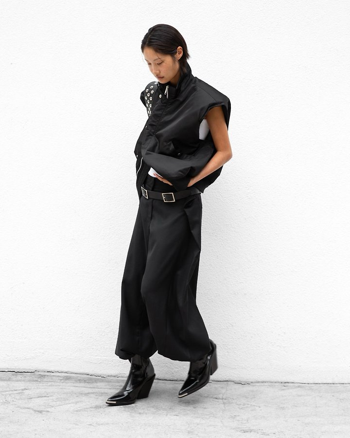 Oversized Padded Shoulder Bomber Vest by Paper Moon for Women - view 2