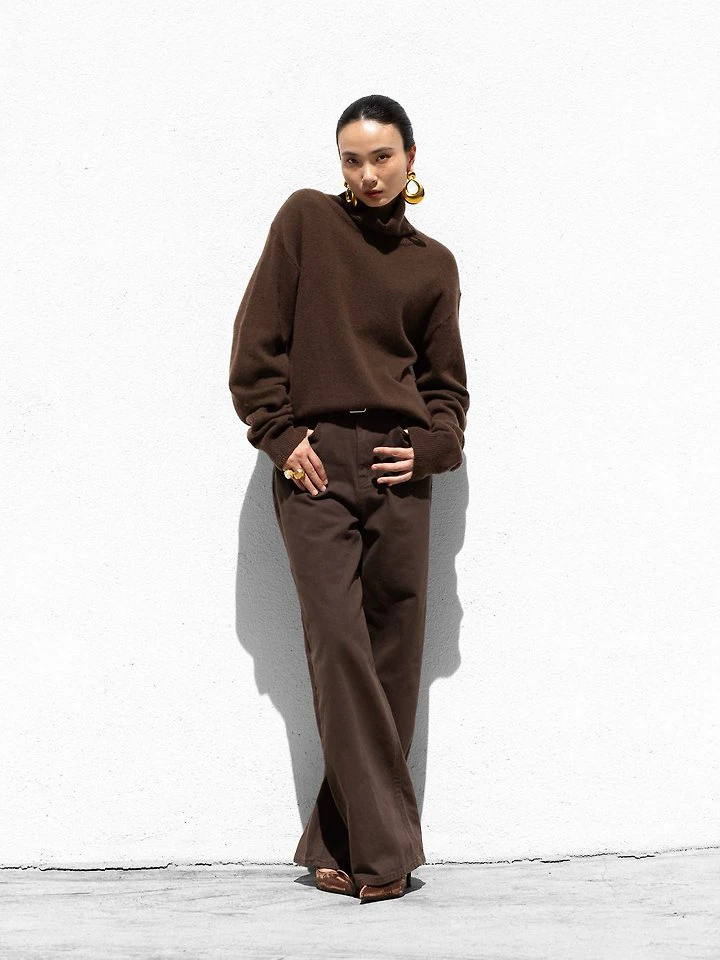 Color Point Wide Cotton Twill Trousers by Paper Moon for Women - view 1