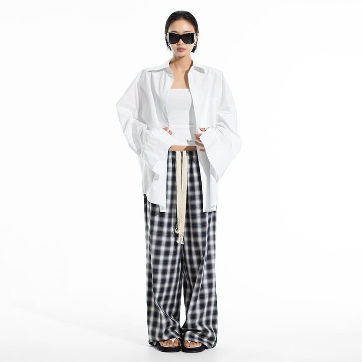 Oversized Panel Pattern Poplin Shirt by Paper Moon for Women - view 4