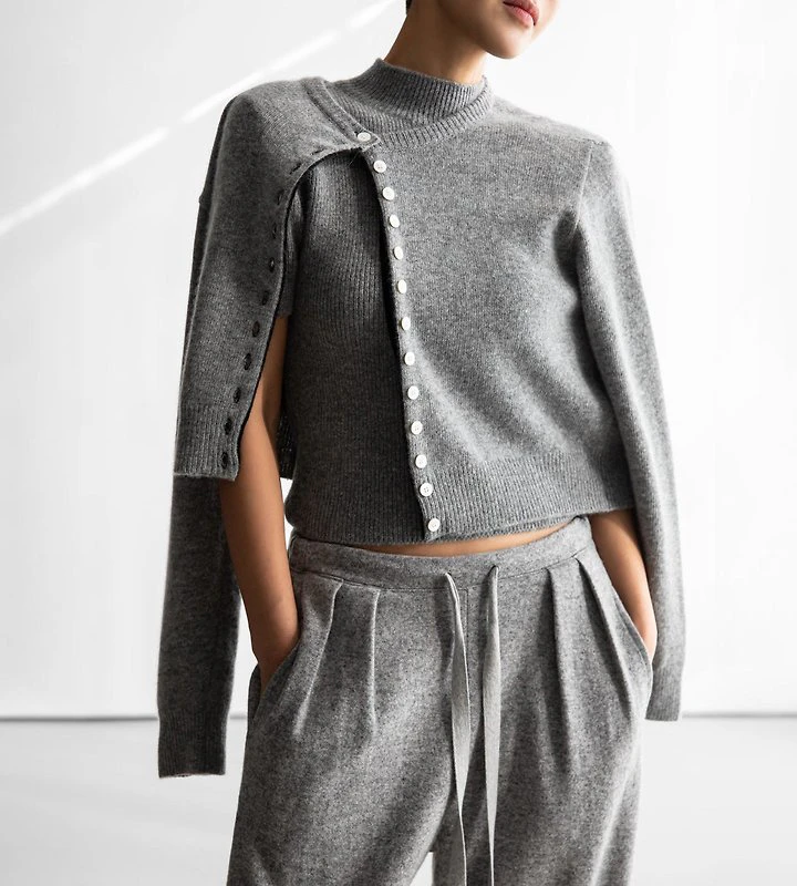 Color Bi - Stitched Button Detail Cashmere Wool by Paper Moon for Women - view 1
