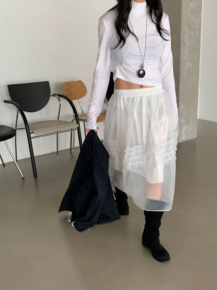 Frill Mesh Skirt by Person for Women - view 12