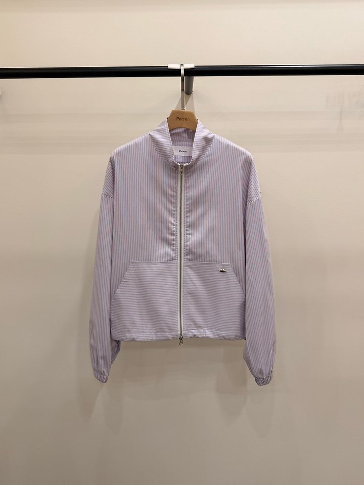 Two-Tone Striped Bomber Jacket by Person for Women - view 1