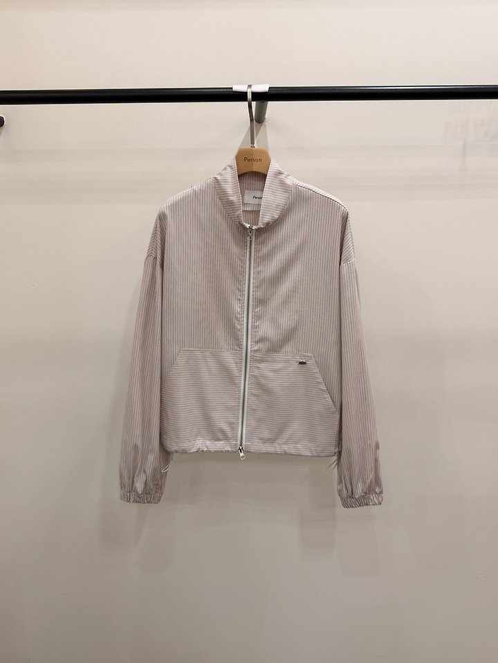 Two-Tone Striped Bomber Jacket by Person for Women - view 2