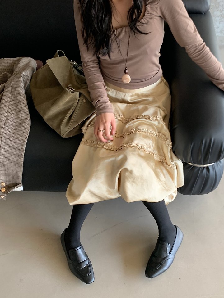 Shine Frill Long Skirt by Person for Women - view 11