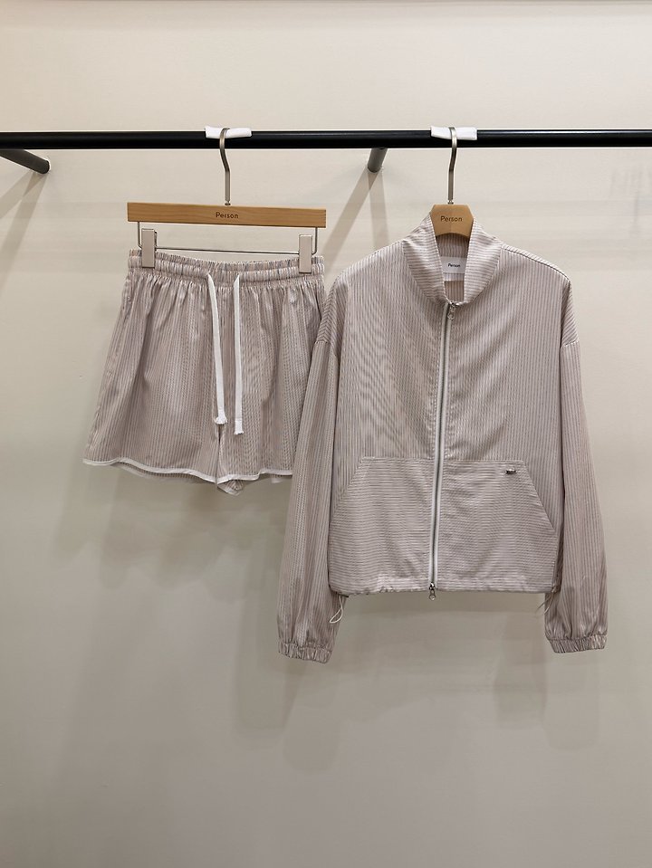 Two-Tone Striped Bomber Jacket by Person for Women - view 11