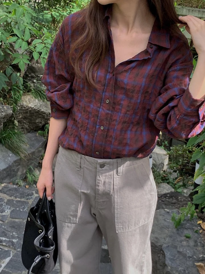 Autumn Check Shirt by Pomelo for Women - view 11