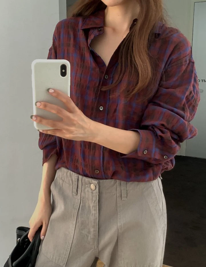 Autumn Check Shirt by Pomelo for Women - view 3