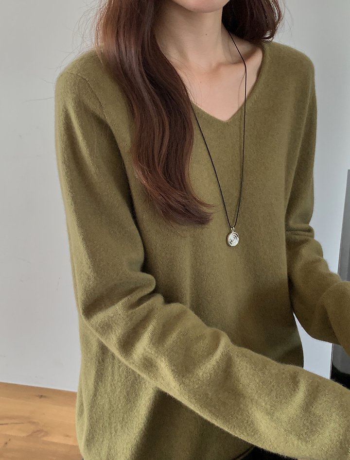 Cashmere V-neck Knit Pullover by Pomelo for Women - view 7