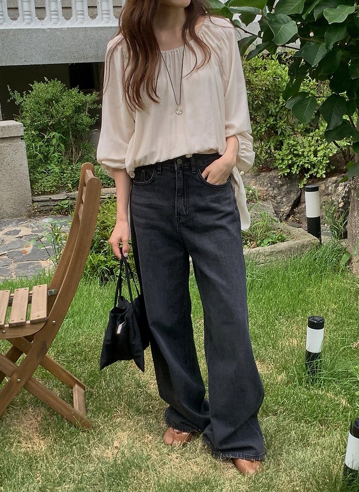 Ash Wide Denim Pants by Pomelo for Women - view 8