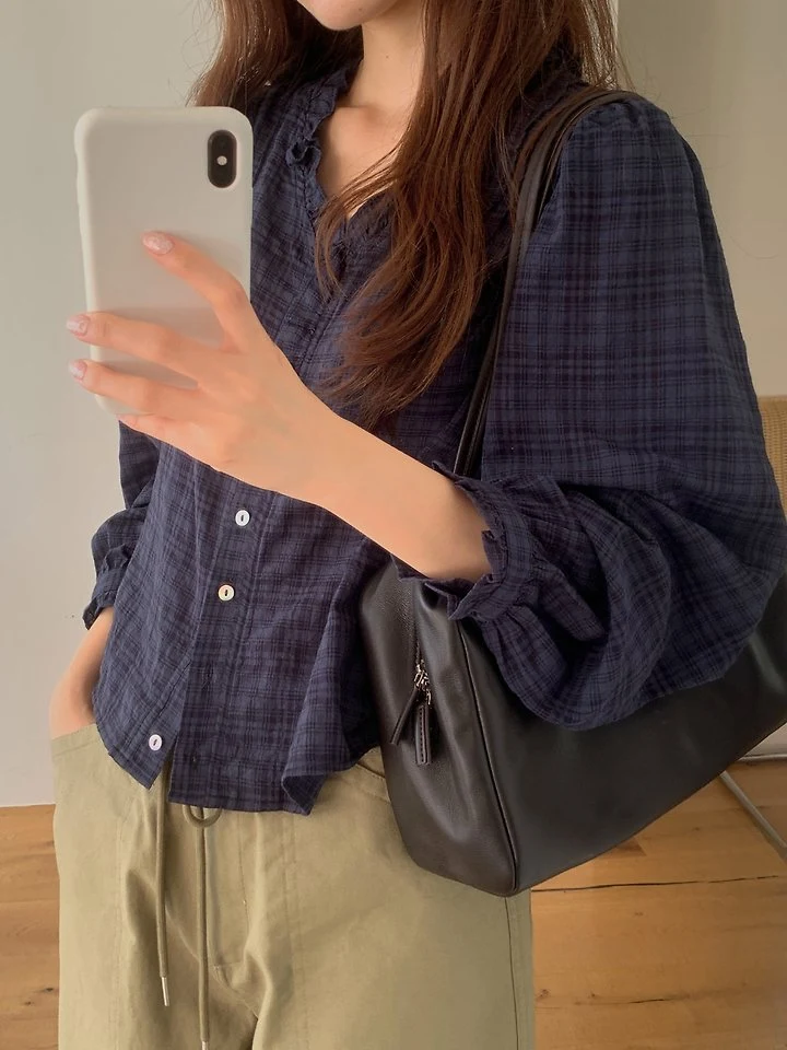 Rumy Check Blouse by Pomelo for Women - view 1