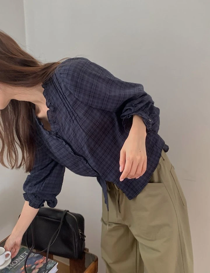 Rumy Check Blouse by Pomelo for Women - view 2