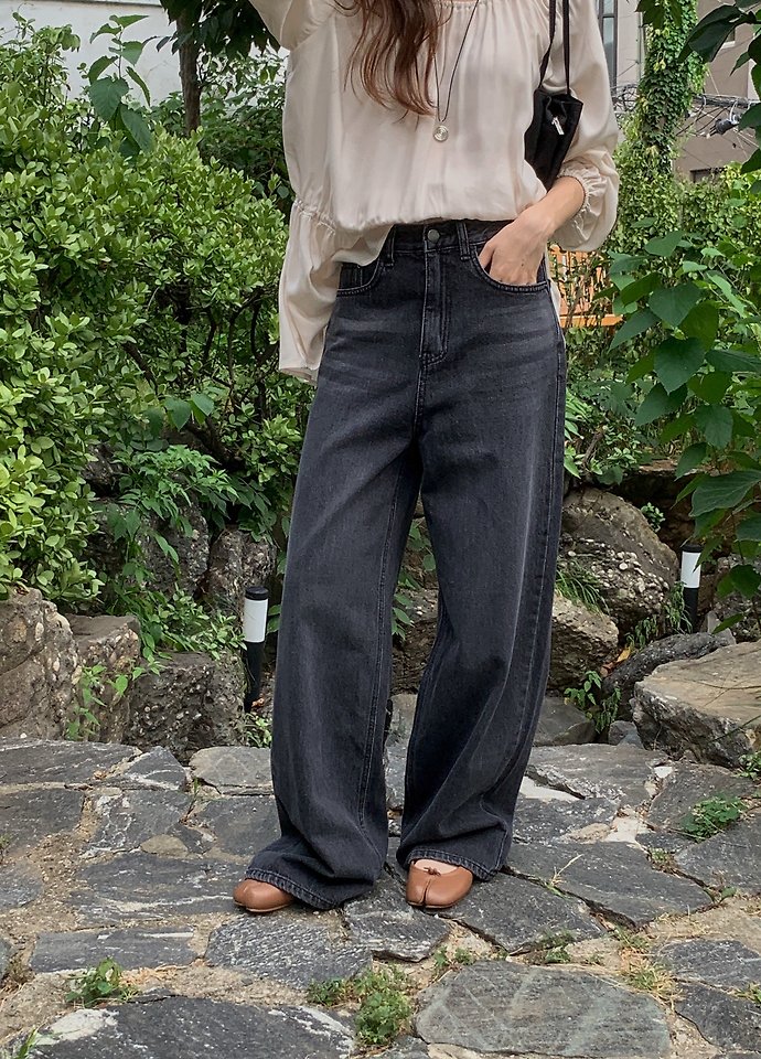 Ash Wide Denim Pants by Pomelo for Women - view 1