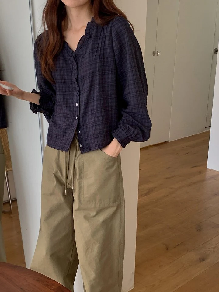 Rumy Check Blouse by Pomelo for Women - view 3