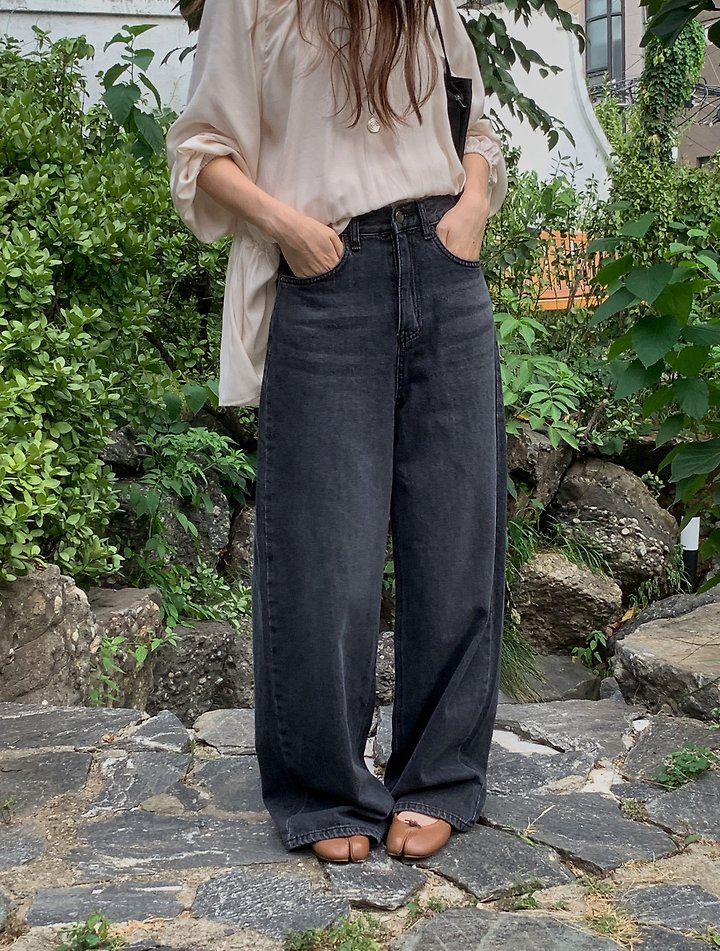 Ash Wide Denim Pants by Pomelo for Women - view 2