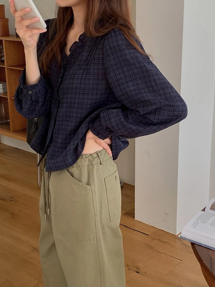 Rumy Check Blouse by Pomelo for Women - view 4