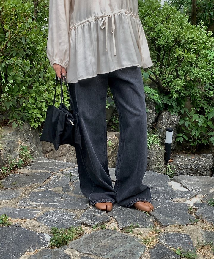 Ash Wide Denim Pants by Pomelo for Women - view 3