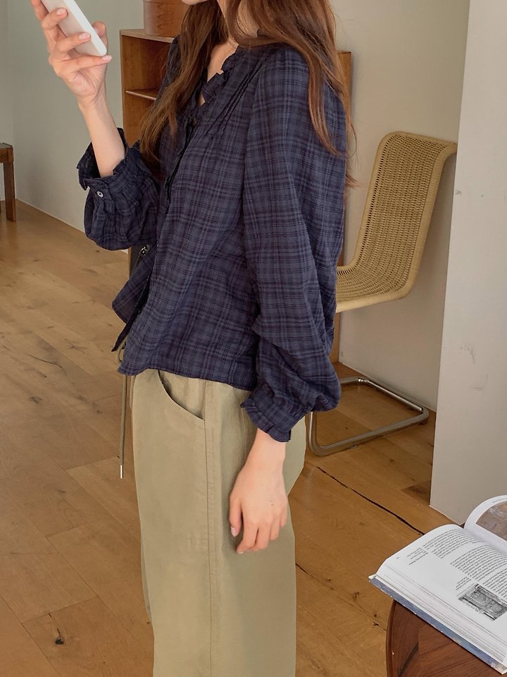 Rumy Check Blouse by Pomelo for Women - view 5