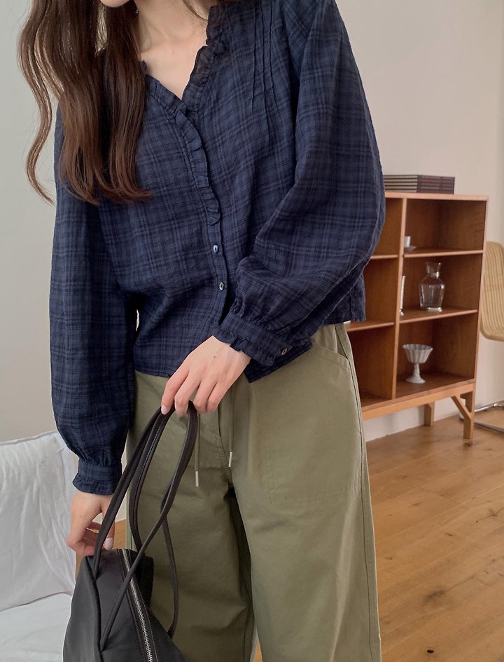 Rumy Check Blouse by Pomelo for Women - view 6