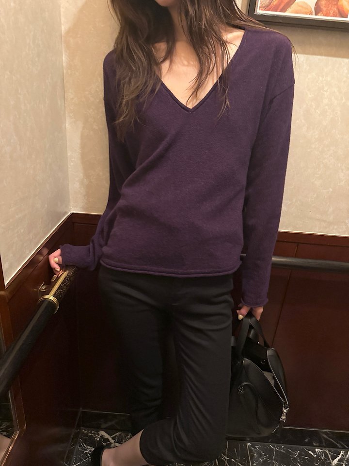 Deep V-neck Knit Pullover by Pomelo for Women - view 1
