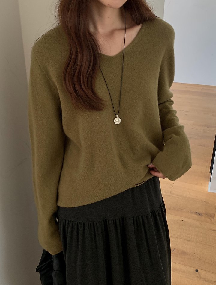 Cashmere V-neck Knit Pullover by Pomelo for Women - view 9