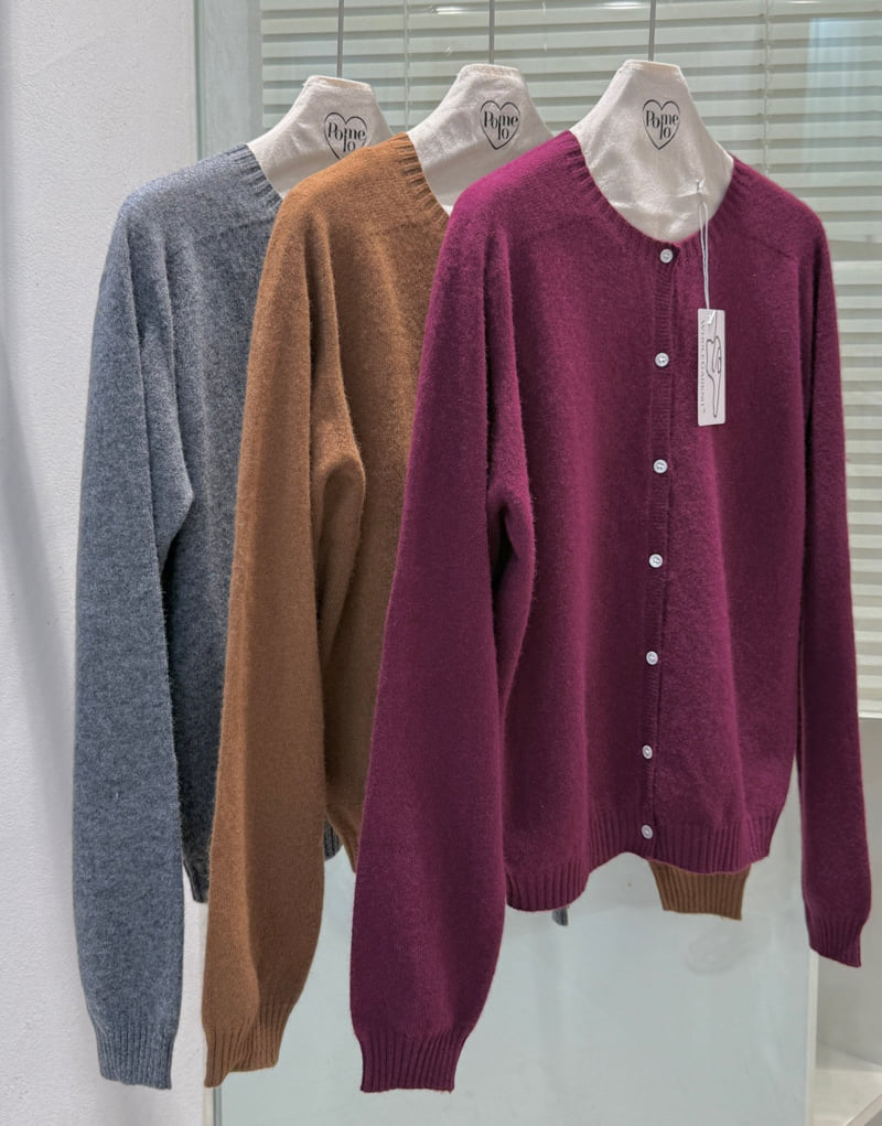 Wholegarment Round Wool Cardigan by Pomelo for Women - view 12
