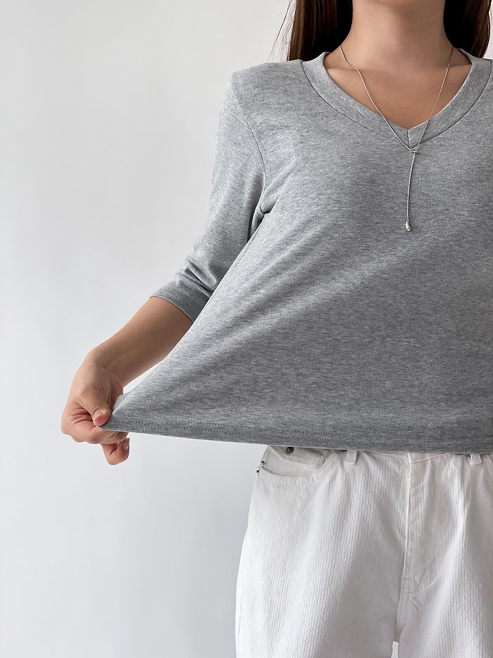Free 3/4 Sleeve V-Neck Tee by Queensmade for Women - view 10