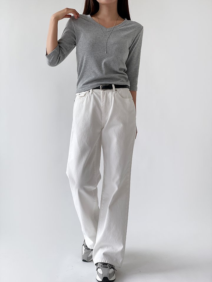 Free 3/4 Sleeve V-Neck Tee by Queensmade for Women - view 4