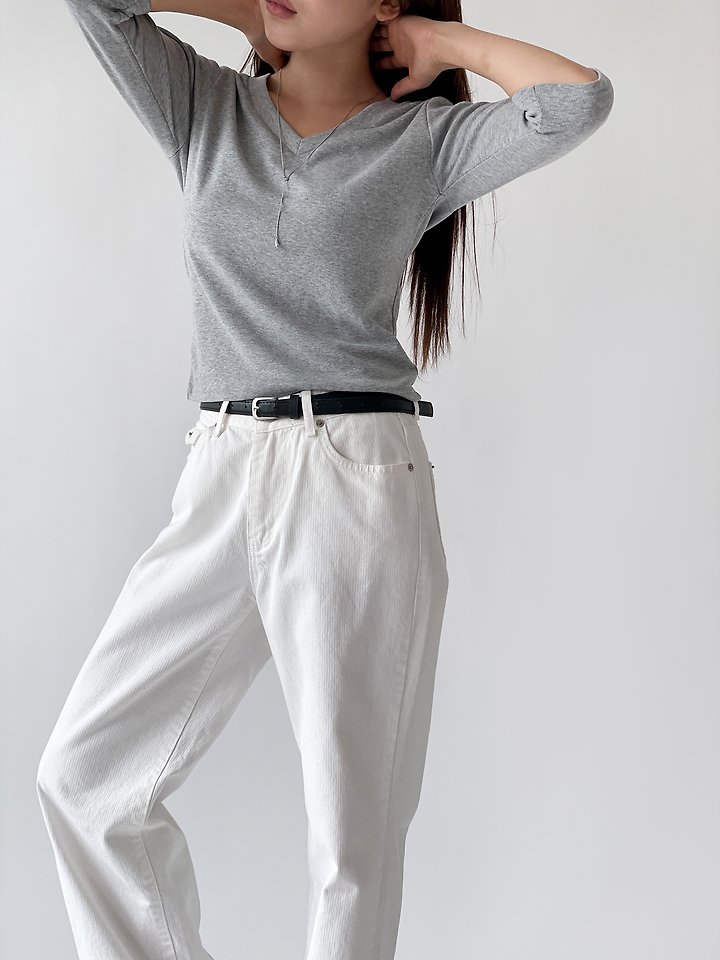 Free 3/4 Sleeve V-Neck Tee by Queensmade for Women - view 6