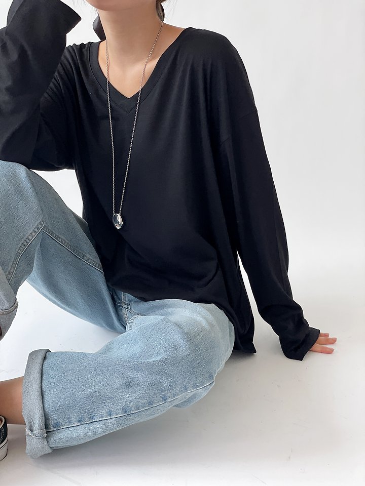 Unique V-Neck Tee by Queensmade for Women - view 11