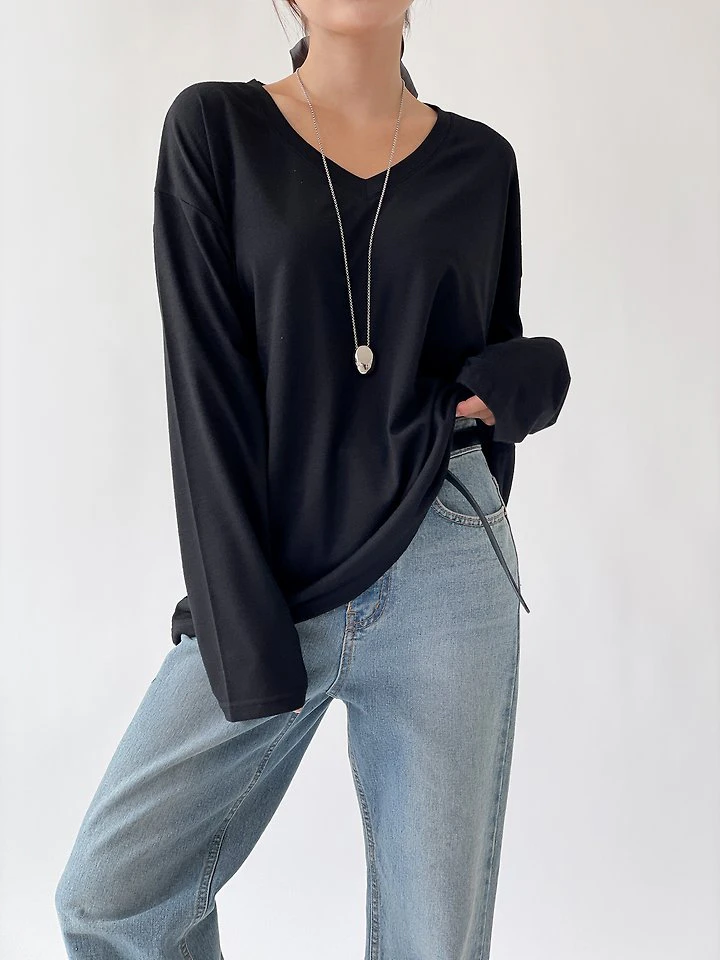 Unique V-Neck Tee by Queensmade for Women - view 2
