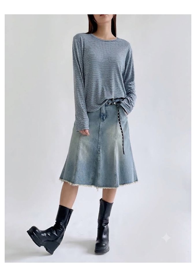 Purvle Stripe Tee by Queensmade for Women - view 10