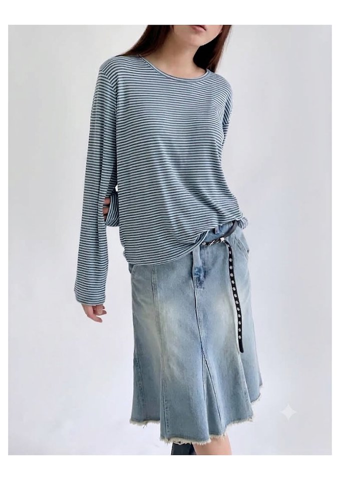 Purvle Stripe Tee by Queensmade for Women - view 4