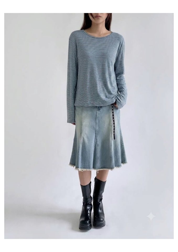 Purvle Stripe Tee by Queensmade for Women - view 6