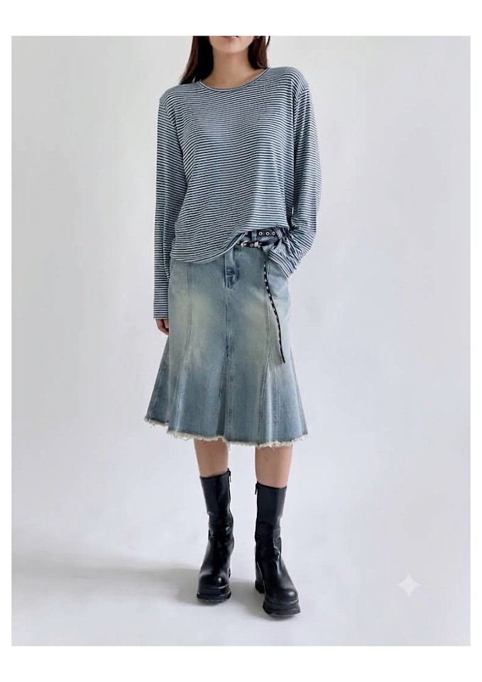 Purvle Stripe Tee by Queensmade for Women - view 8