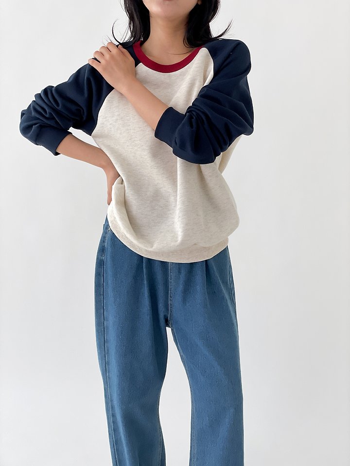 Tricolor Fleece Raglan Tee by Queensmade for Women - view 3