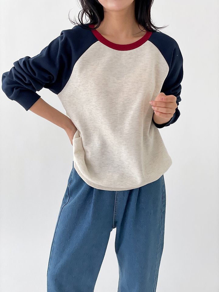 Tricolor Fleece Raglan Tee by Queensmade for Women - view 6