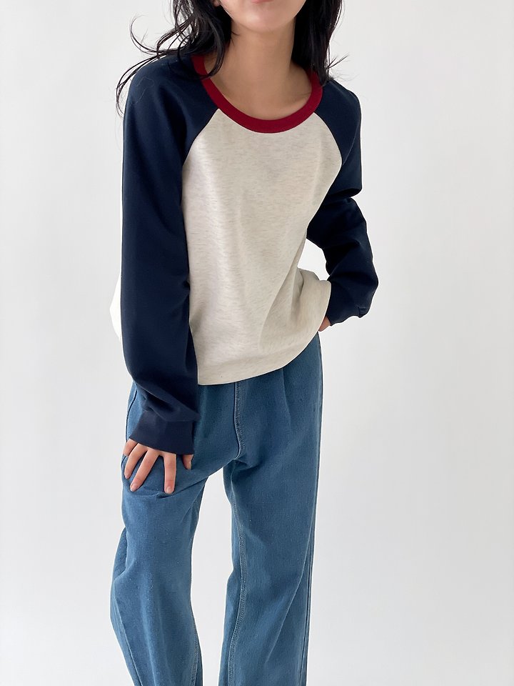 Tricolor Fleece Raglan Tee by Queensmade for Women - view 7