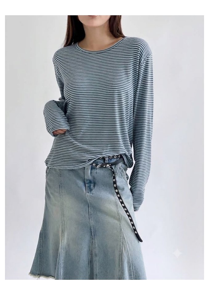 Purvle Stripe Tee by Queensmade for Women - view 2