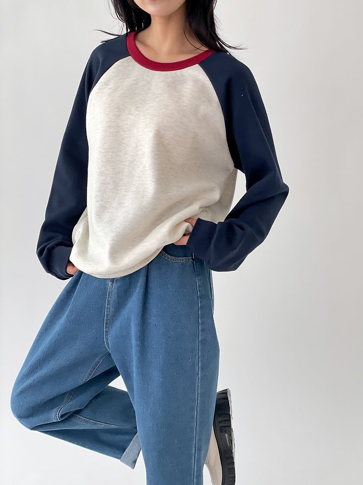 Tricolor Fleece Raglan Tee by Queensmade for Women - view 8