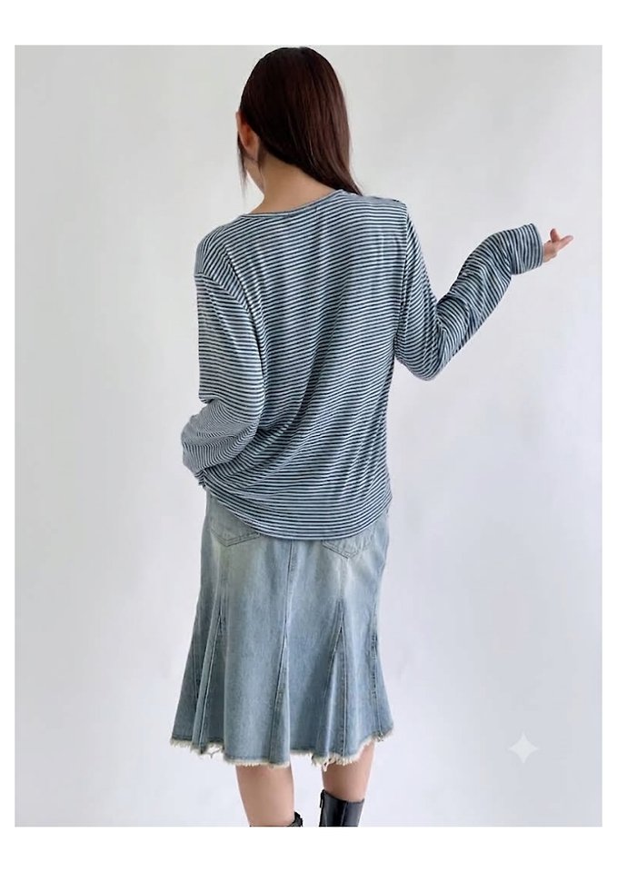 Purvle Stripe Tee by Queensmade for Women - view 3