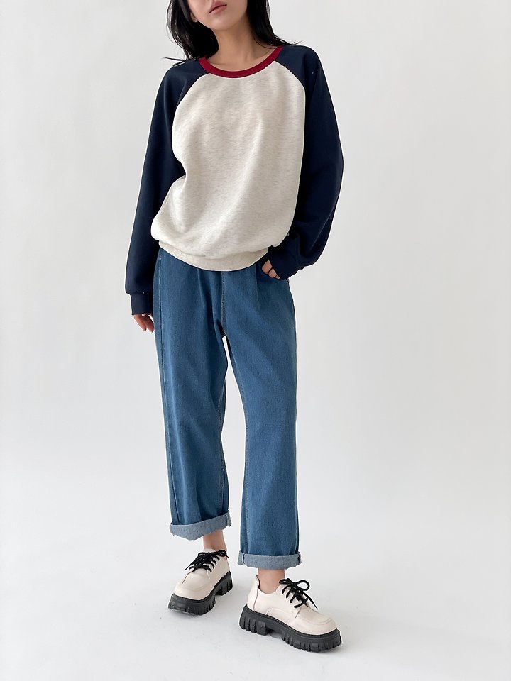 Tricolor Fleece Raglan Tee by Queensmade for Women - view 2