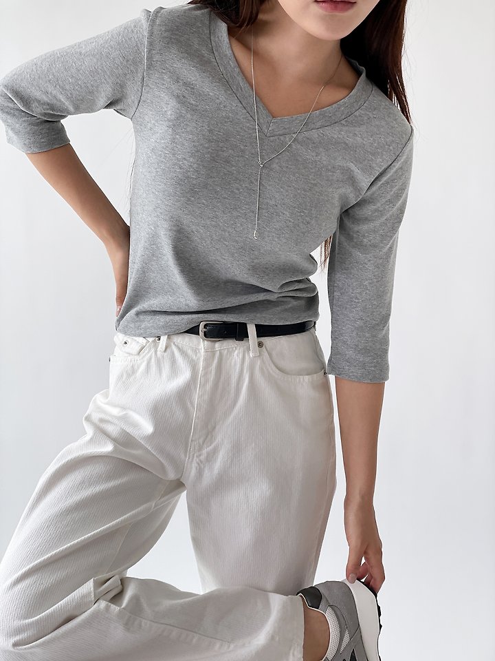 Free 3/4 Sleeve V-Neck Tee by Queensmade for Women - view 1